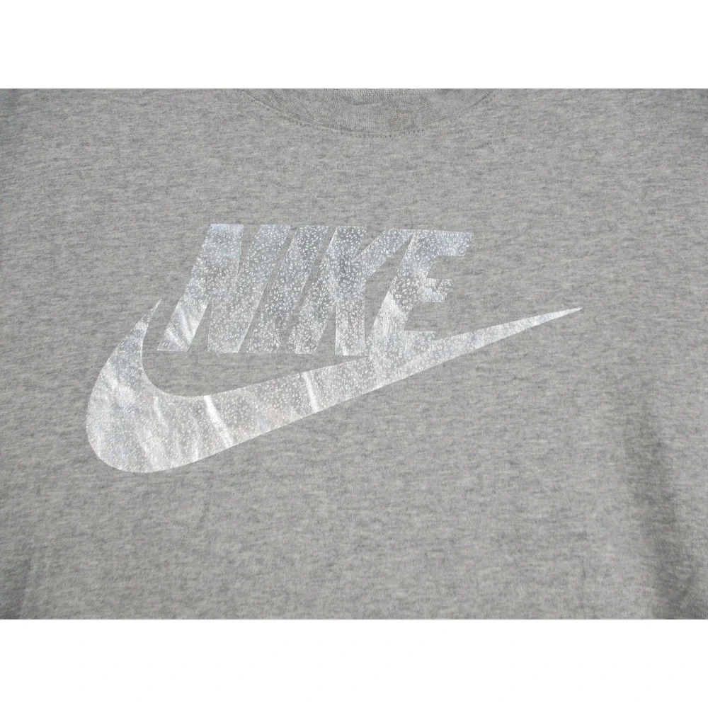 Nike Mens Futura Logo T-Shirt‎ Heather Gray Silver Metallic Graphic Tee XL